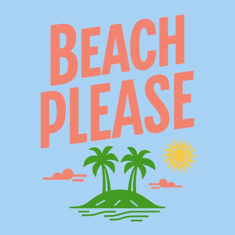 Beach Please Lustiger Strand Spruch Retro