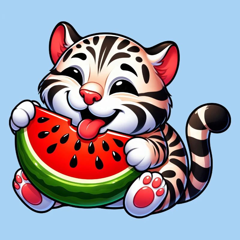 Chat Bengal Avec Pastèque Fruité Drôle