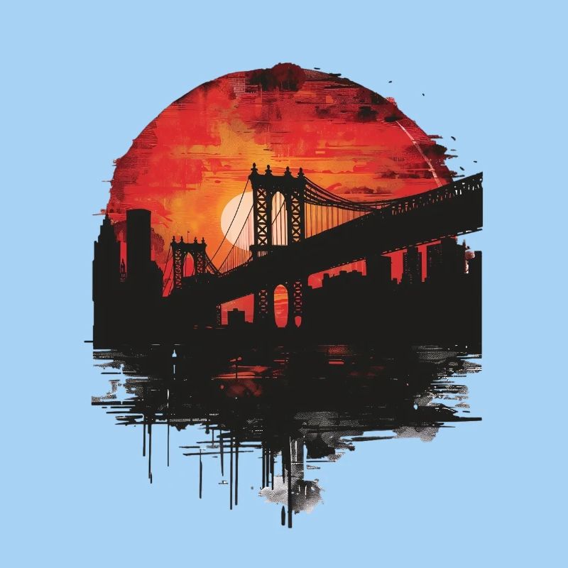Sunset Brooklyn Bridge Scenery