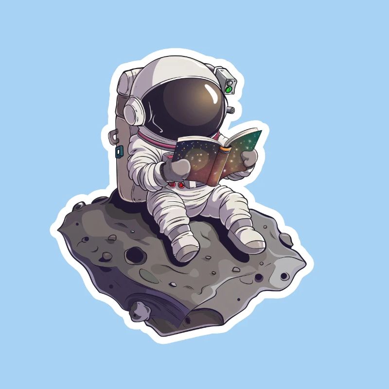 Kleiner Astronaut liest ein Buch auf Astronid
