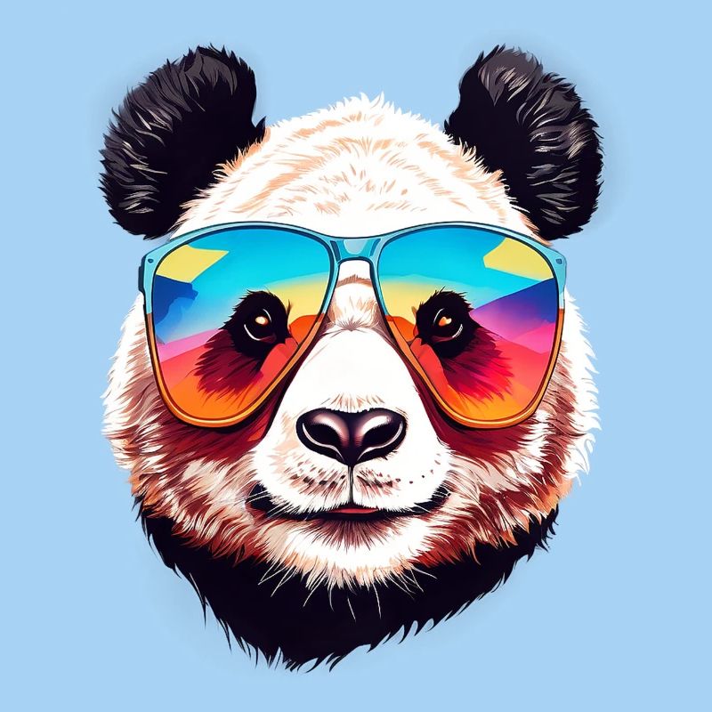 Cool Panda Bear Head with Sunglasses