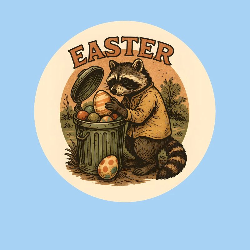 Oster Waschbär mit Eiern