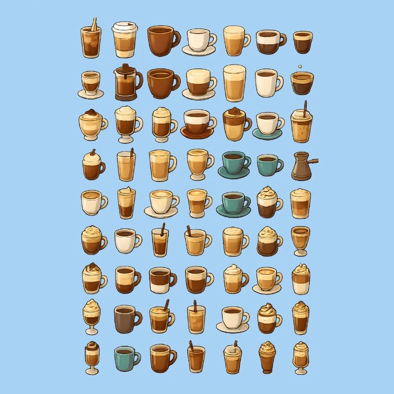 Verschiedene Kaffee-Getränke Illustration