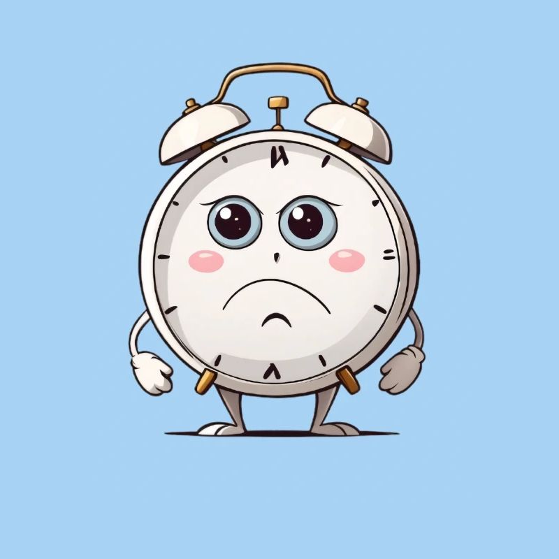 Kummernder Wecker Cartoon Design