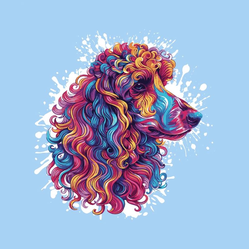 Colored Poodle Head Artwork
