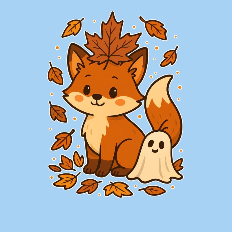 Herbstlicher Fuchs mit Blättern