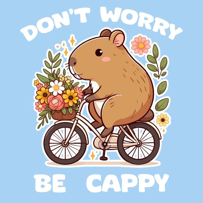 Capybara sur vélo fleuri