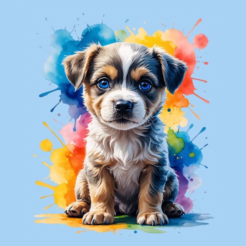 Chiot, Aquarelle, Couleur, Explosion