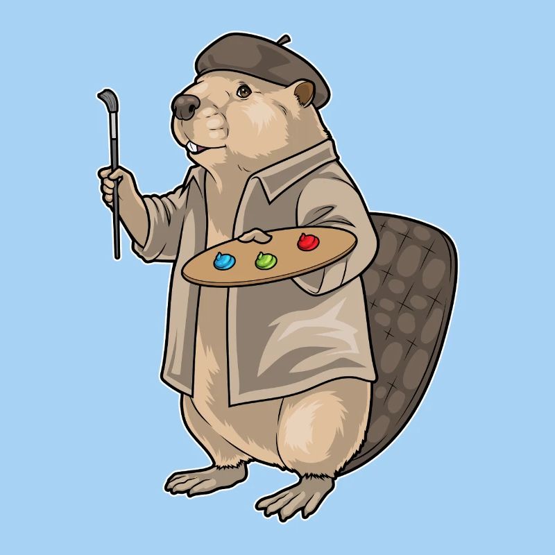 Beaver Painter Brush Painting