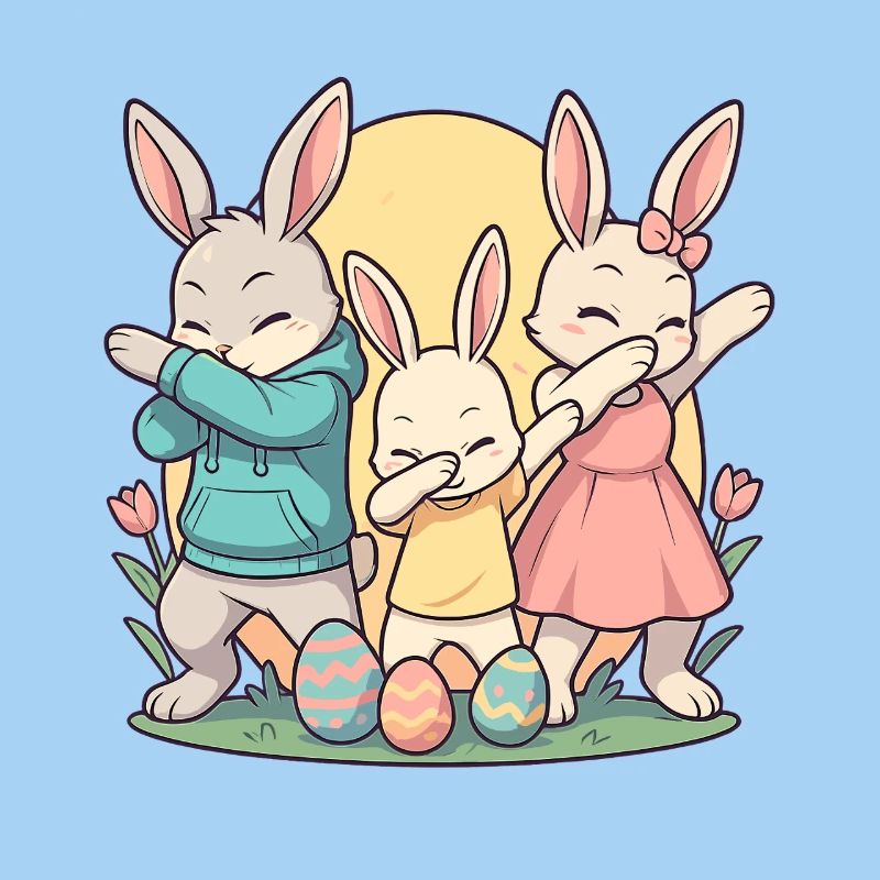 Dabbing Easter Bunnies, Cute Family