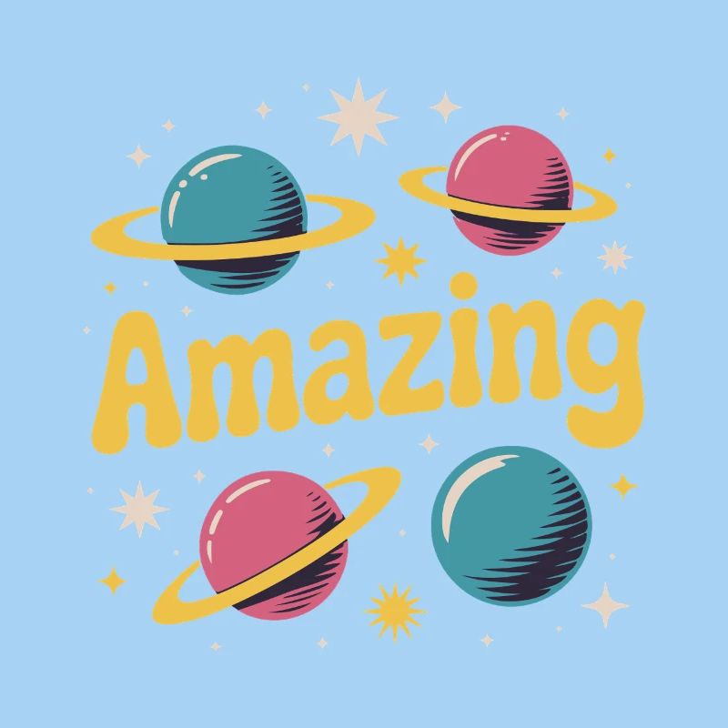Amazing Planets Retro-Weltraumdesign