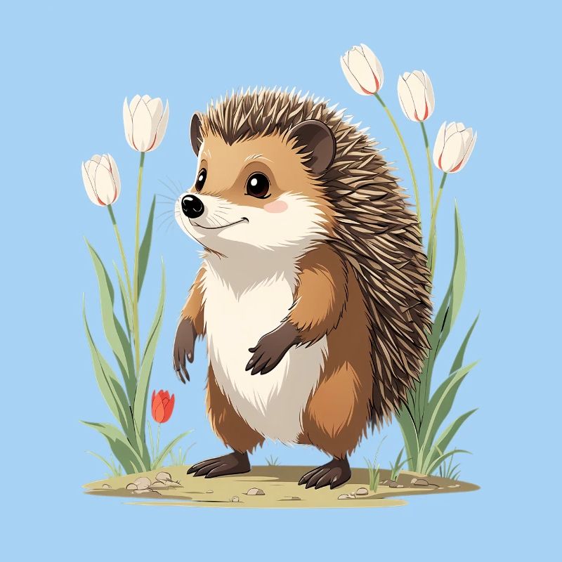 Igel im Tulpenbeet
