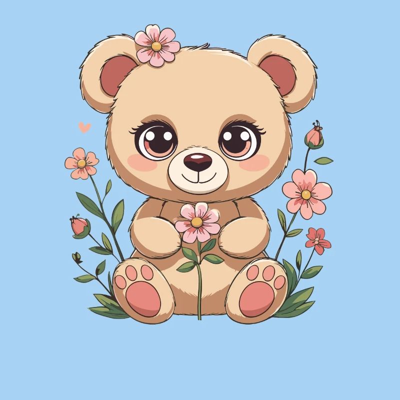 Kuschelbär mit Blumen