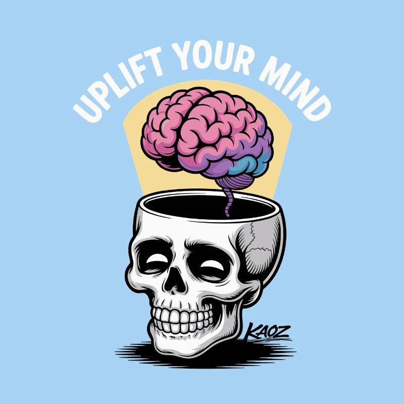 Skull and Floating Brain, uplift your mind