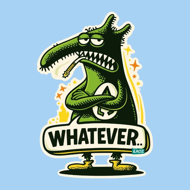 Dino Monstre Vert avec Peu importe l’Attitude