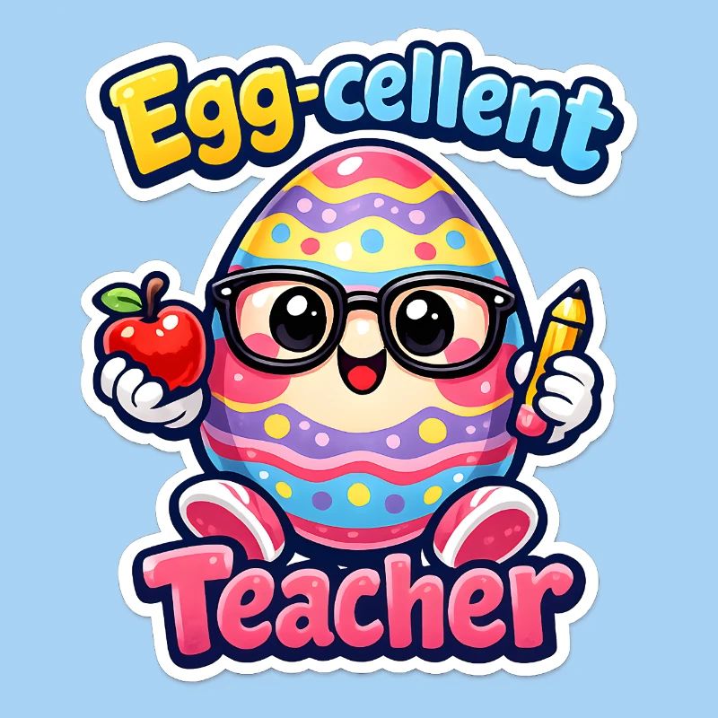 Eggcellent Teacher Cartoon Easter Egg
