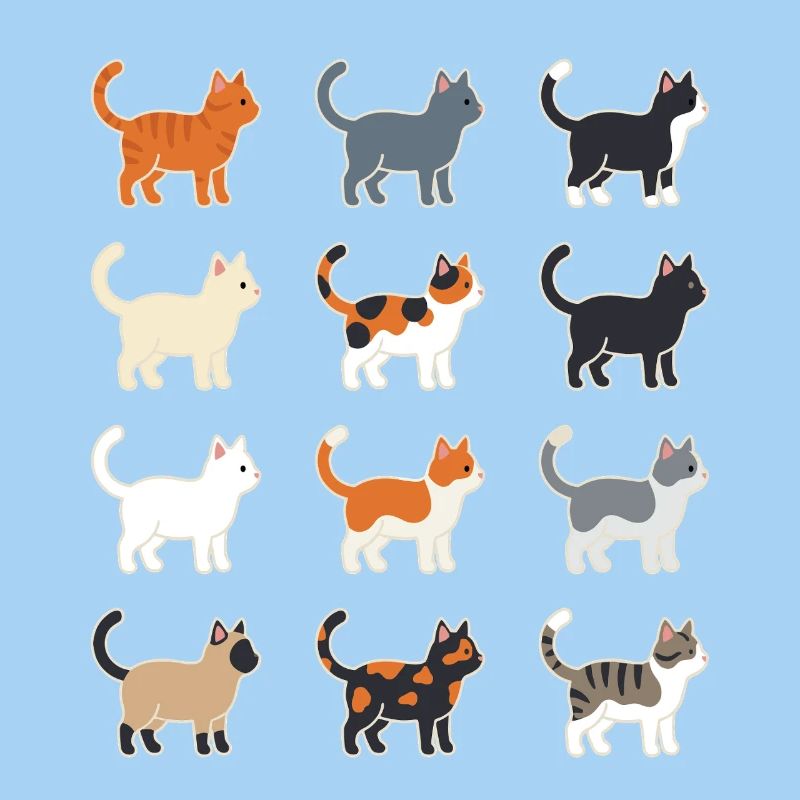 Grille d’illustration des chats