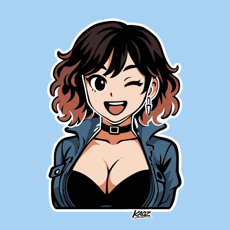 Diva en denim anime audacieuse