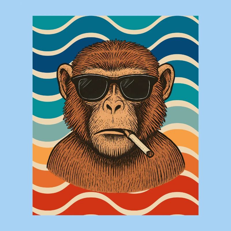 Wellen-Chimp mit Sonnenbrille