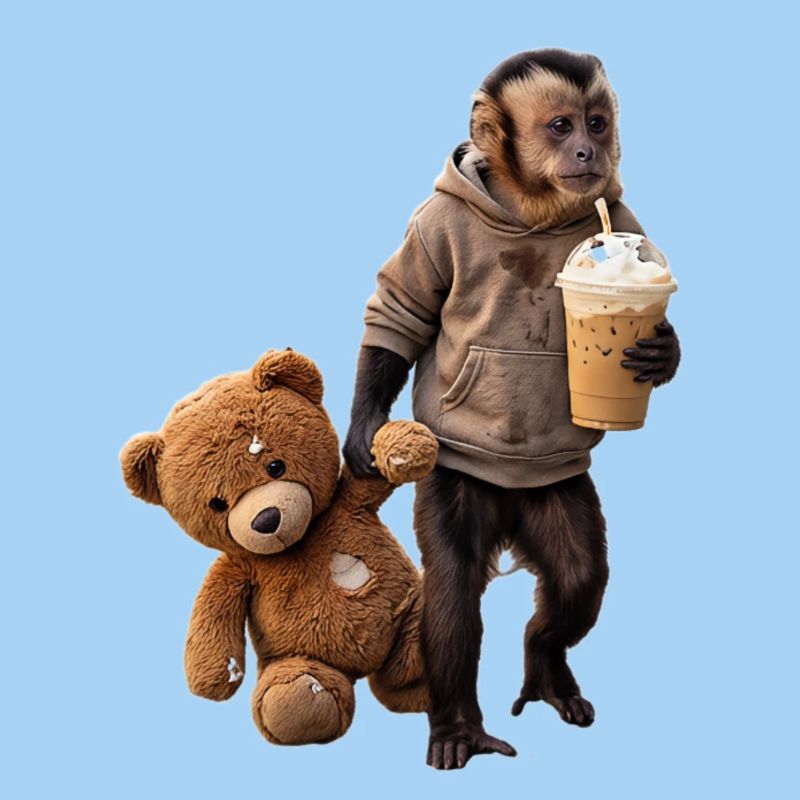 Affe Teddybär Eiskaffee Motiv