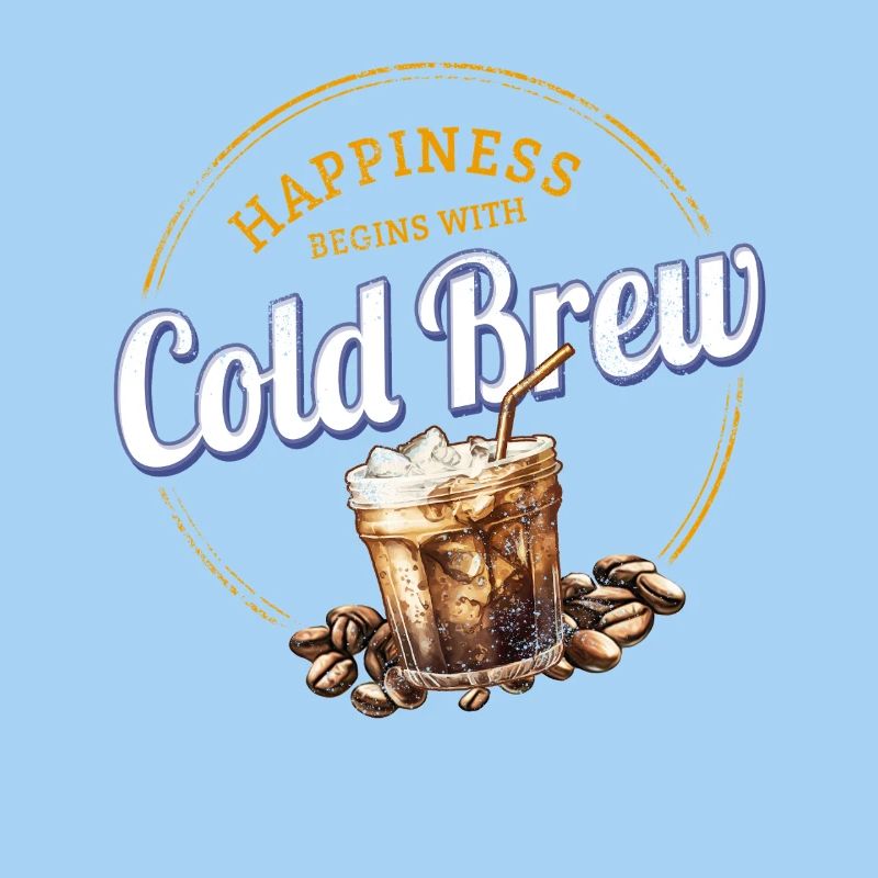 Conception de café vintage à cold brew avec grains de café