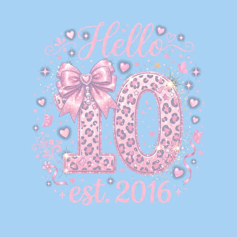 Hello 10. Geburtstag Leopard Pink