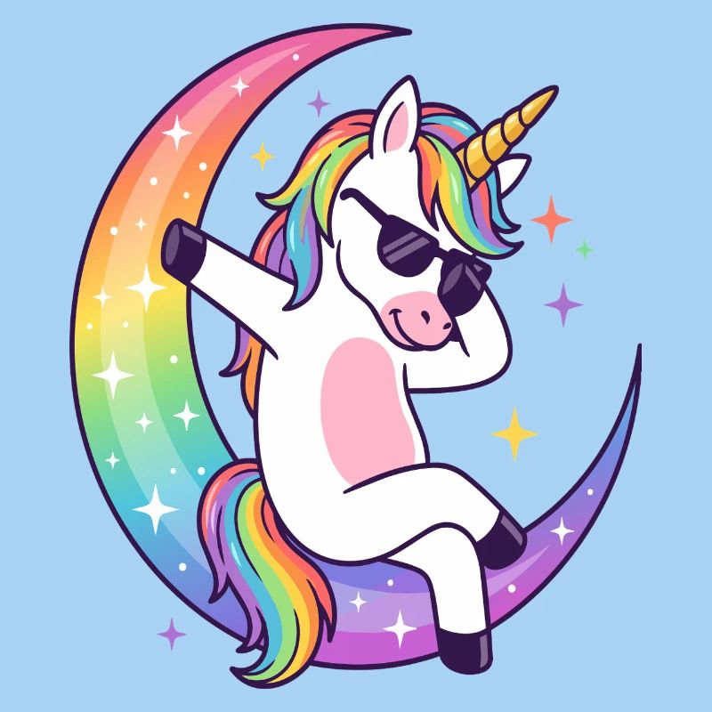 Regenbogen-Einhorn-Mond-Rille