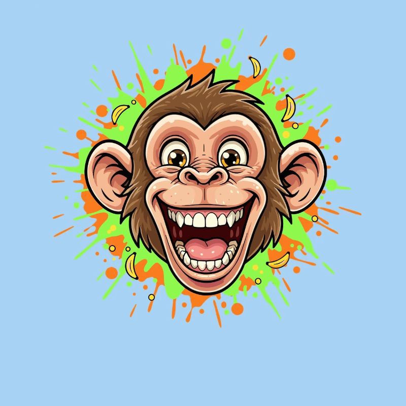 Lachender Affe Neon Splash