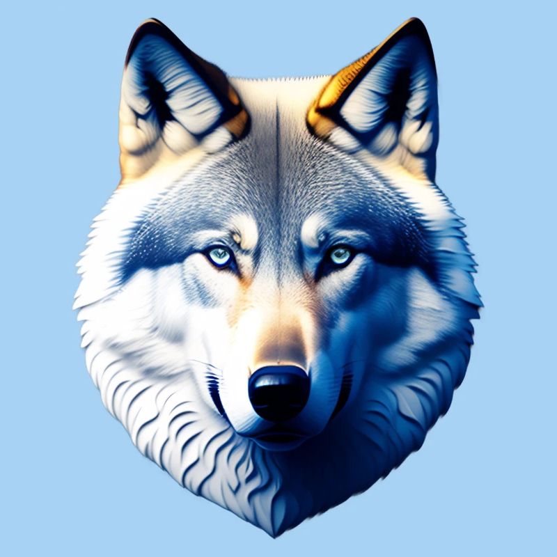 Wolfskopf mit blauen Augen