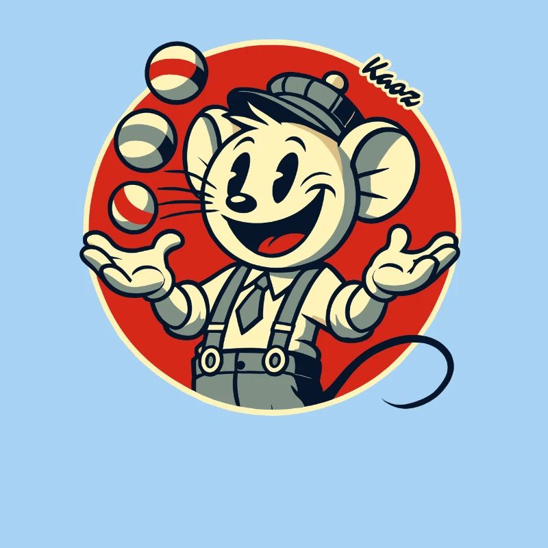Funny retro mouse as a juggler