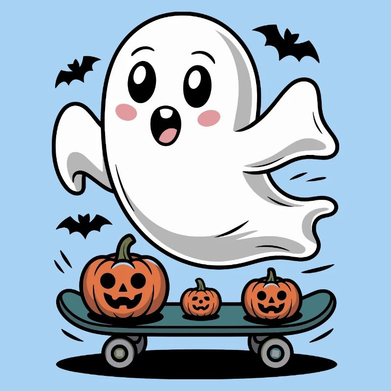 Gespenst auf Halloween-Skateboard