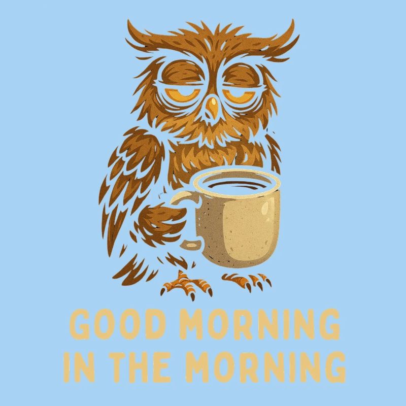Schlafmütze Eule mit Kaffee