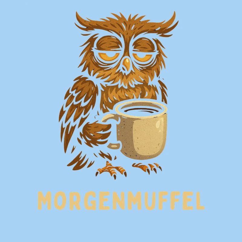 Morgenmuffel-Eule mit Kaffee