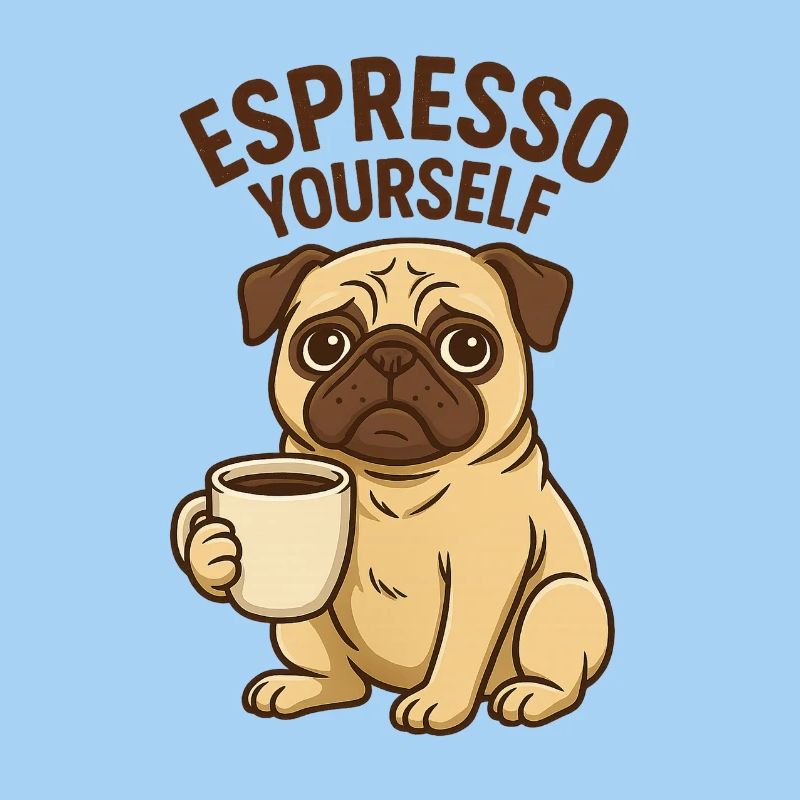 Espresso Yourself Pug Illustration