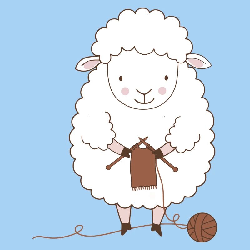 Sheep Knitter Wool and Needles