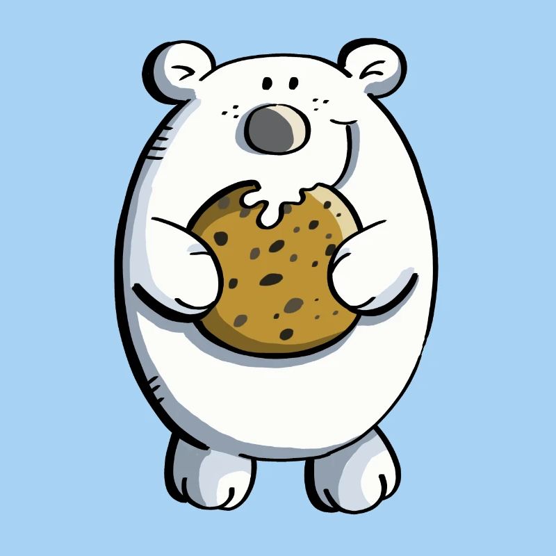 Süßer Eisbär mit riesigem Keks