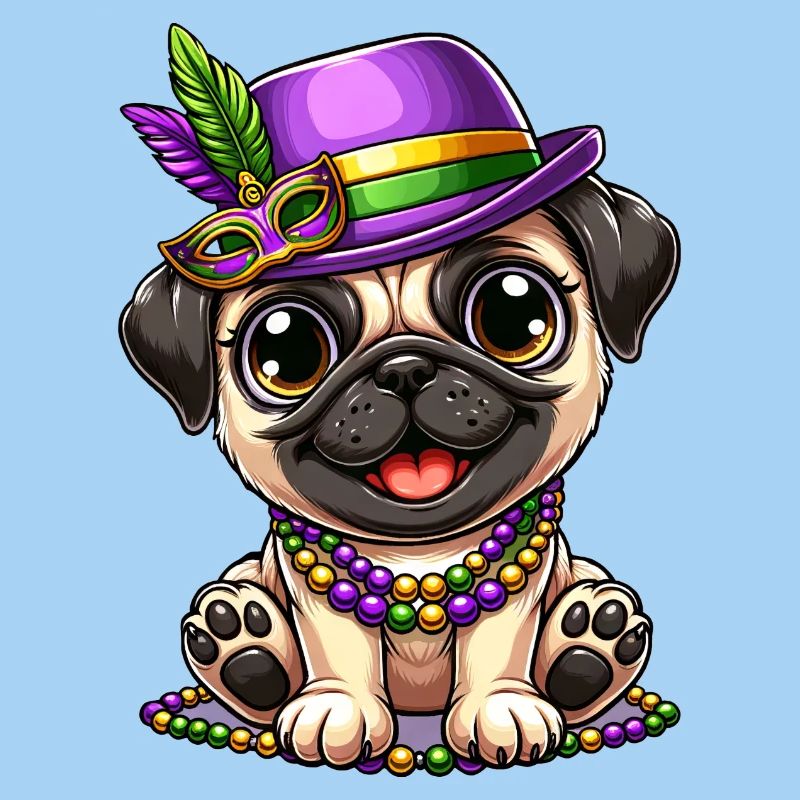 Mardi Gras Comic Pug