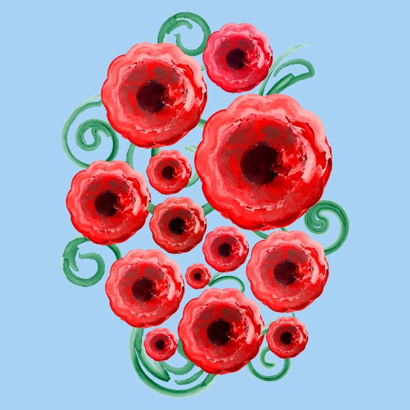 Rote Blüten (Wasserfarben)