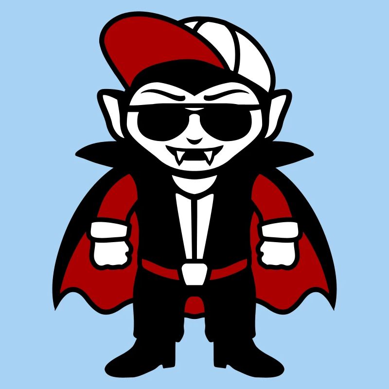 Dessin animé de vampire cool avec lunettes de soleil et casquette
