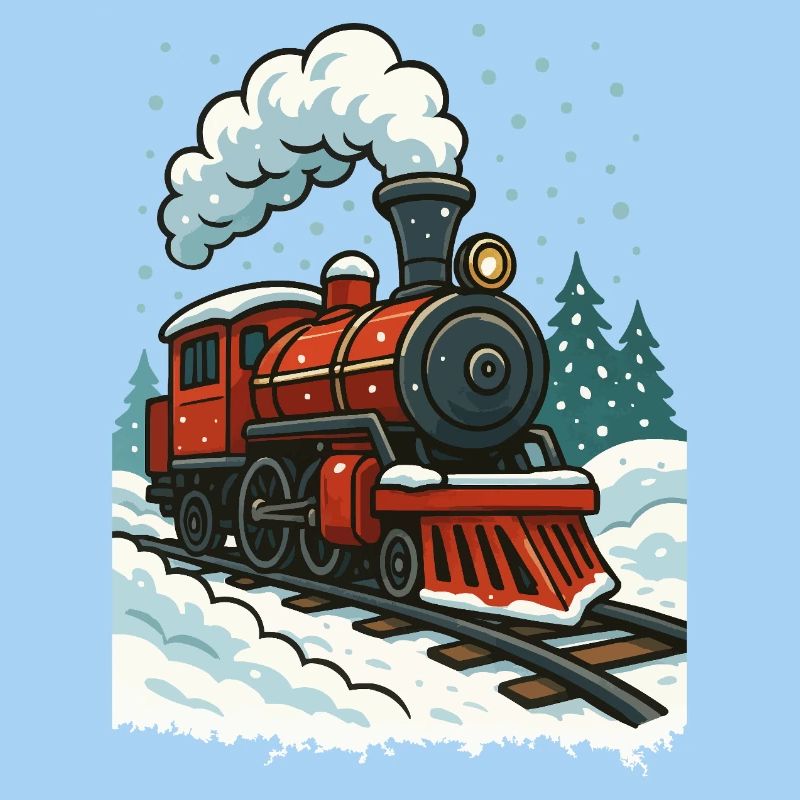 Winterliche Dampflok Comic