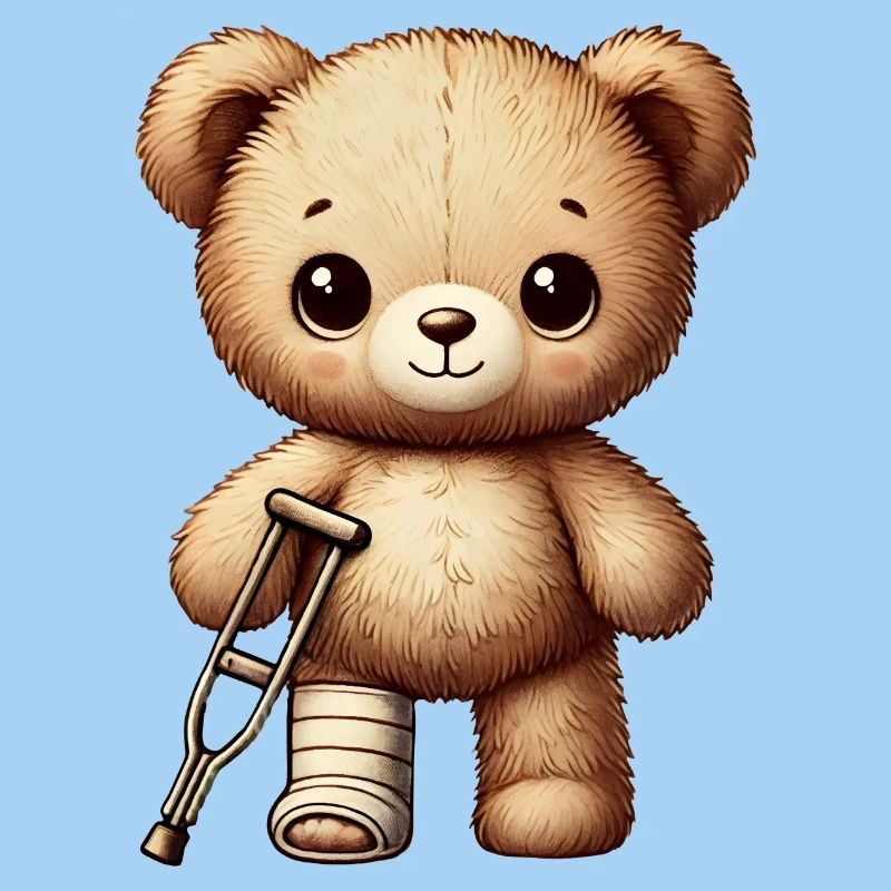 Teddy bringt Trost - Kuscheltier mit Gipsbein