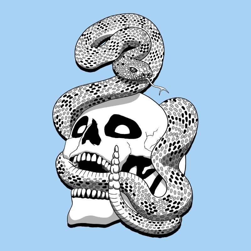 Serpent à sonnette et crâne
