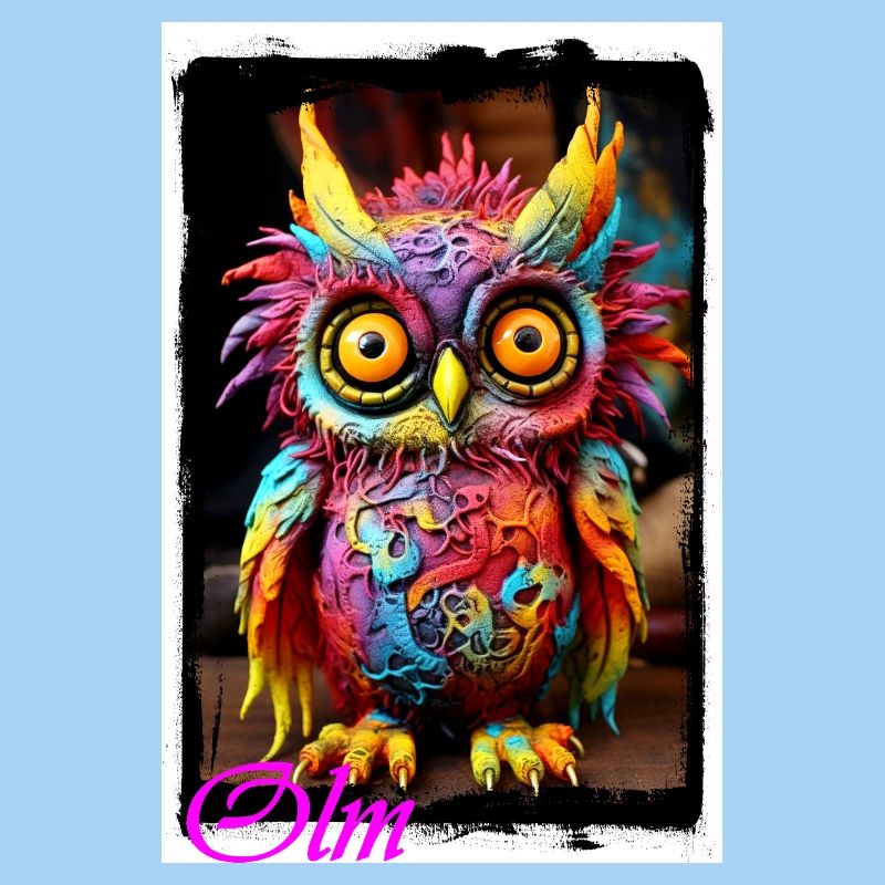 Bunte Fantasiewelt Eulenfigur Puppe Textil Märchen