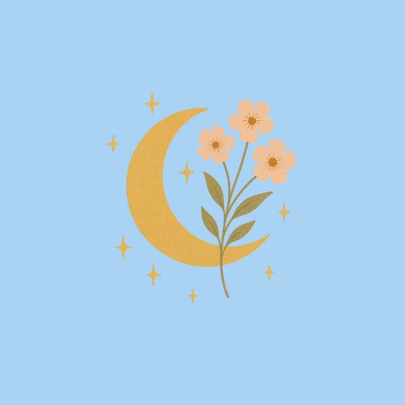 Conception d’illustration de lune et de fleurs