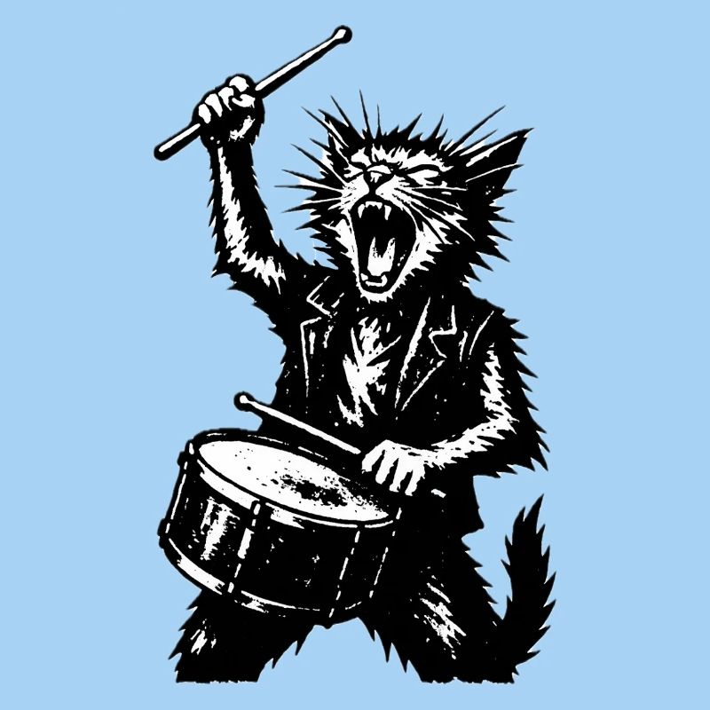 Trommelnde Katzen-Rocker