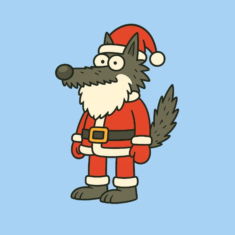 Weihnachtswolf Cartoon Santawolf