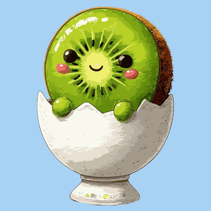 Kiwifruit in eggshell smile