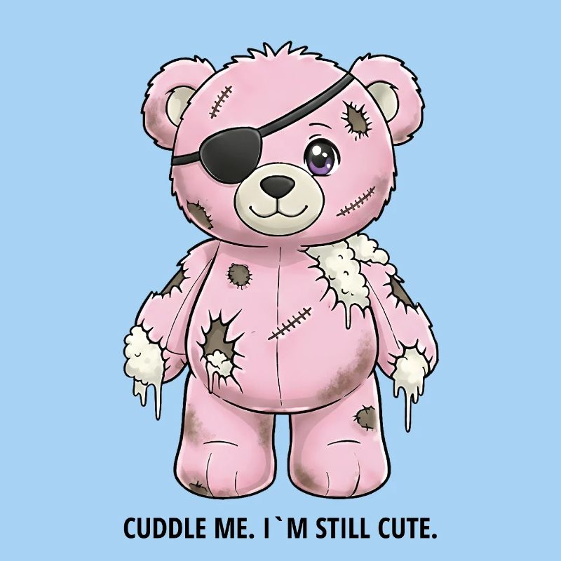 Patchwork Pink Teddy Bear with Eye Patch