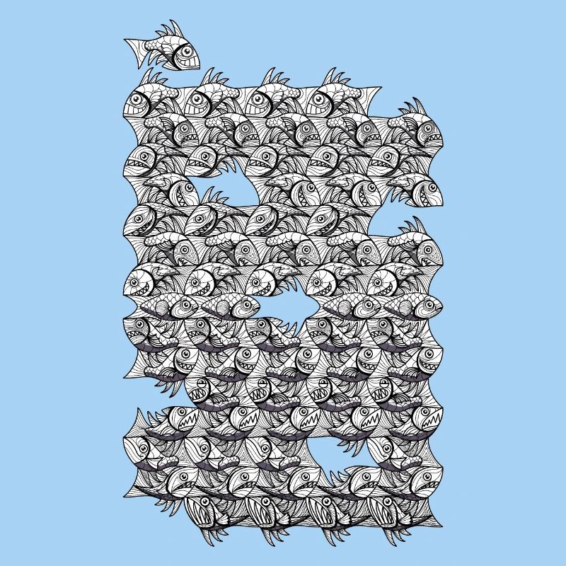 Repeated monochrome fish