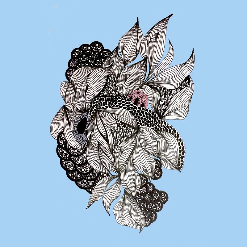 Spirale florale noire et blanche